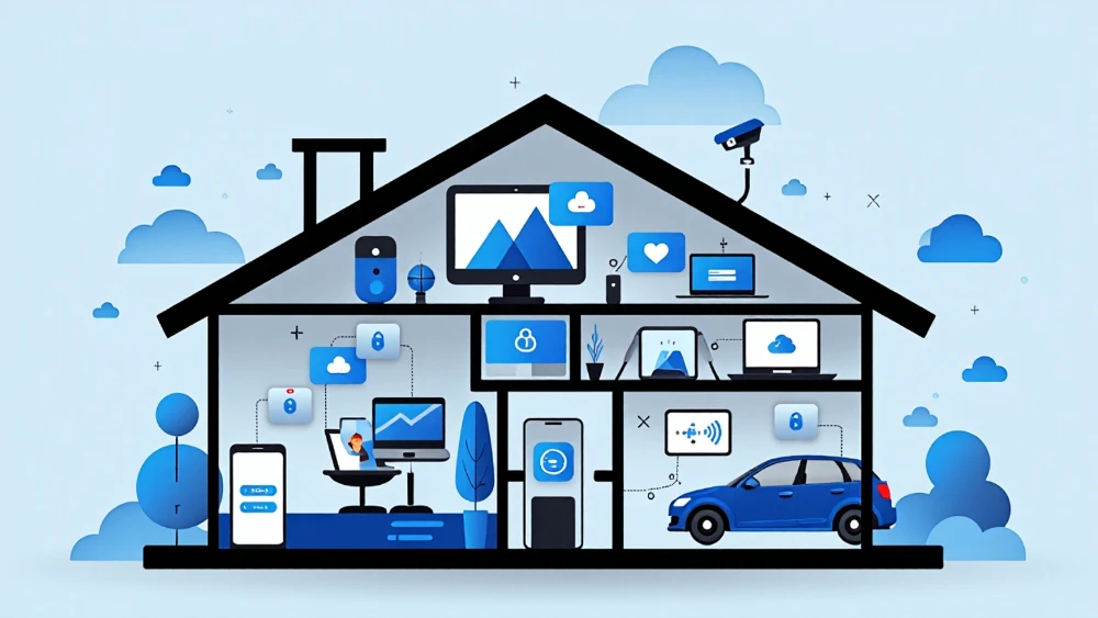 Smart home devices controlled through accounts apps and cloud services