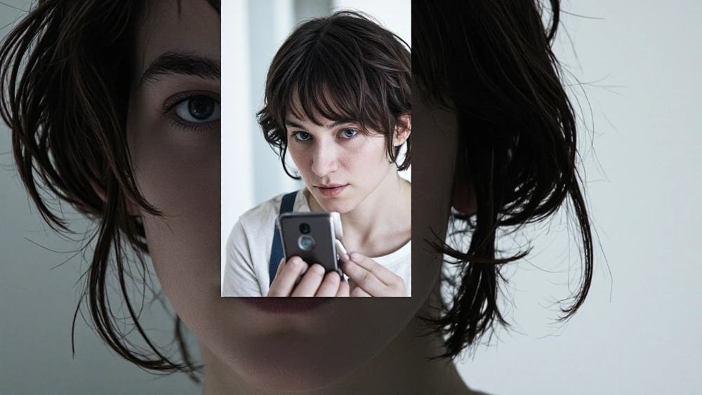 A human portrait merging with a synthetic digital double, representing the challenge of authenticating identity