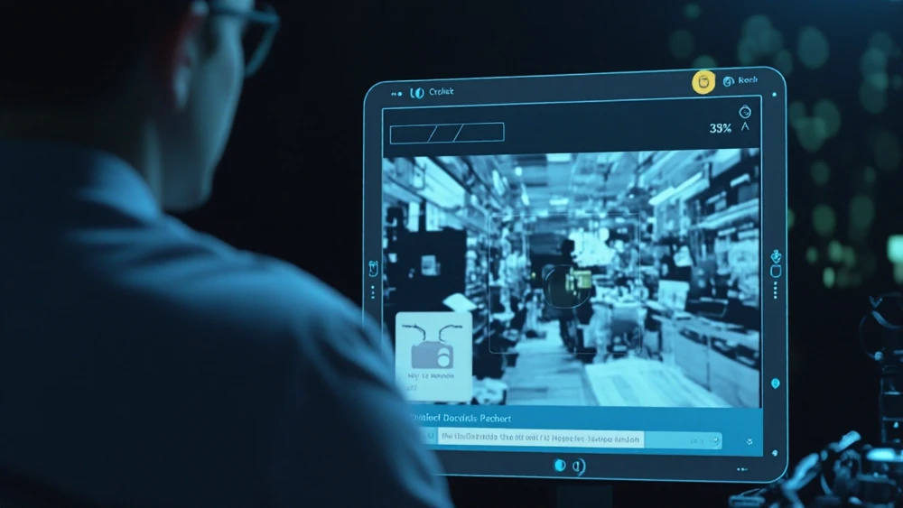 A synthetic video display with clear origin disclosure and verification indicators